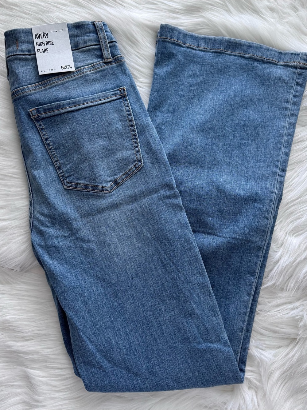 Eunina Avery High Rise Flare Jeans - Light Blue